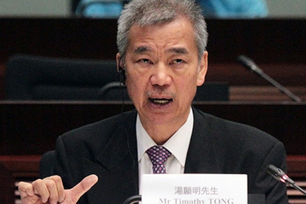 Former ICAC Commissioner Timothy Tong Hin-ming testifies at a Legco Public Accounts Committee hearing on Friday. Photo: Felix Wong