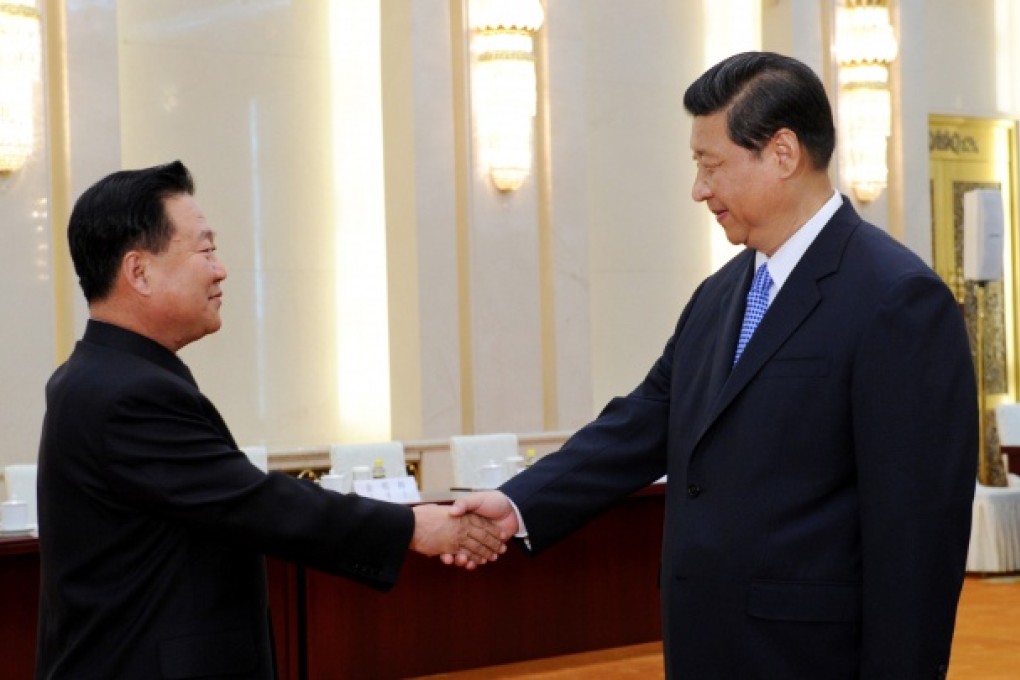 Chinese President Xi Jinping (right) meets with Choe Ryong-hae, the special envoy of North Korean leader Kim Jong-un. Photo: Xinhua