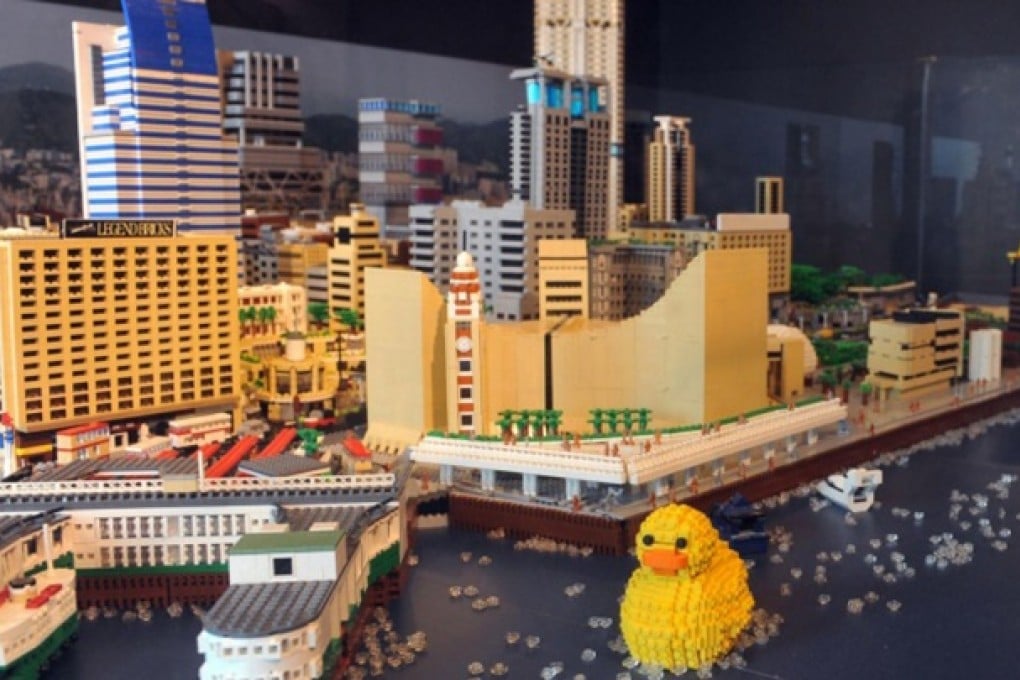 A Lego replica of the giant rubber duck in Victoria Harbour is on show at the City Impression exhibition. Photo: SCMP