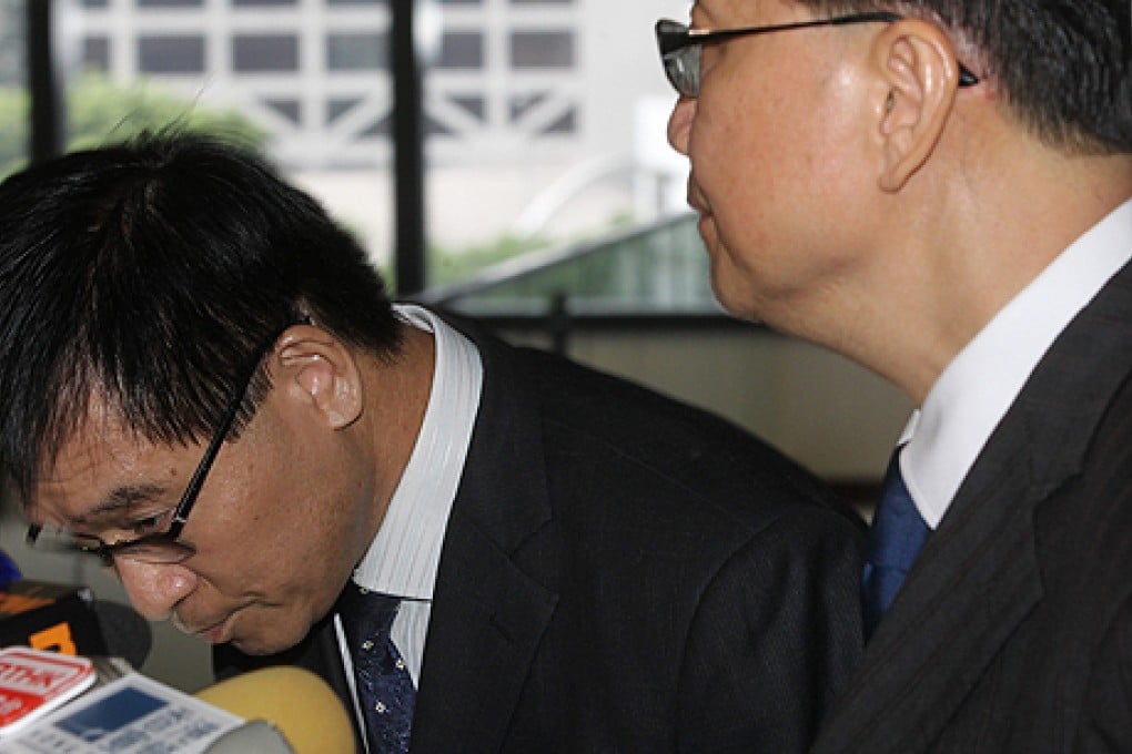 Francis Liu, director of the Marine Department, bowed and apologised on Monday to those affected by the Lamma ferry disaster last October. Photo: Edward Wong