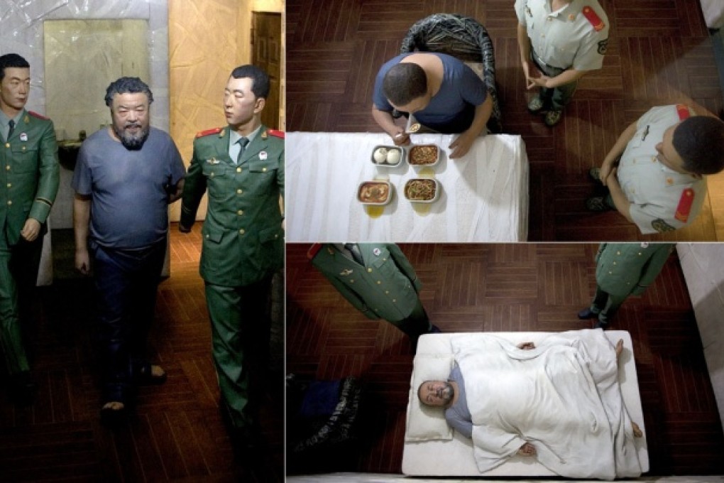 Ai Weiwei's S.A.C.R.E.D. is a series of dioramas showing his life under the watchful eye of two guards during his 81-days in detention in 2011. It was made secretly in China and taken to Italy via the UK. Photos: NYT