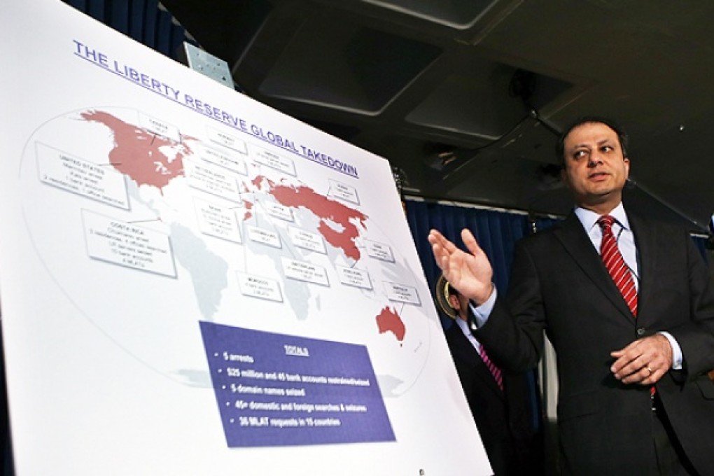 Preet Bharara, United States Attorney for the Southern District of New York, describes charges against Costa Rica-based Liberty Reserve, one of the worlds largest digital currency companies. Photo: Reuters
