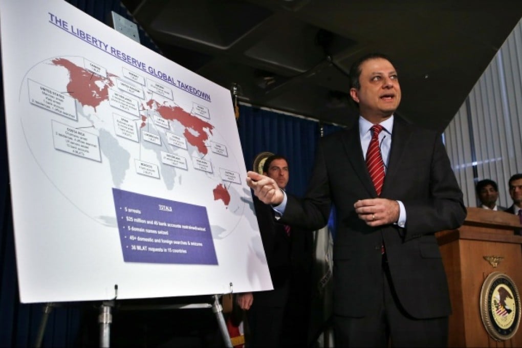 Preet Bharara, United States Attorney for the Southern District of New York, describes charges against Costa Rica-based Liberty Reserve, one of the worlds largest digital currency companies. Photo: Reuters