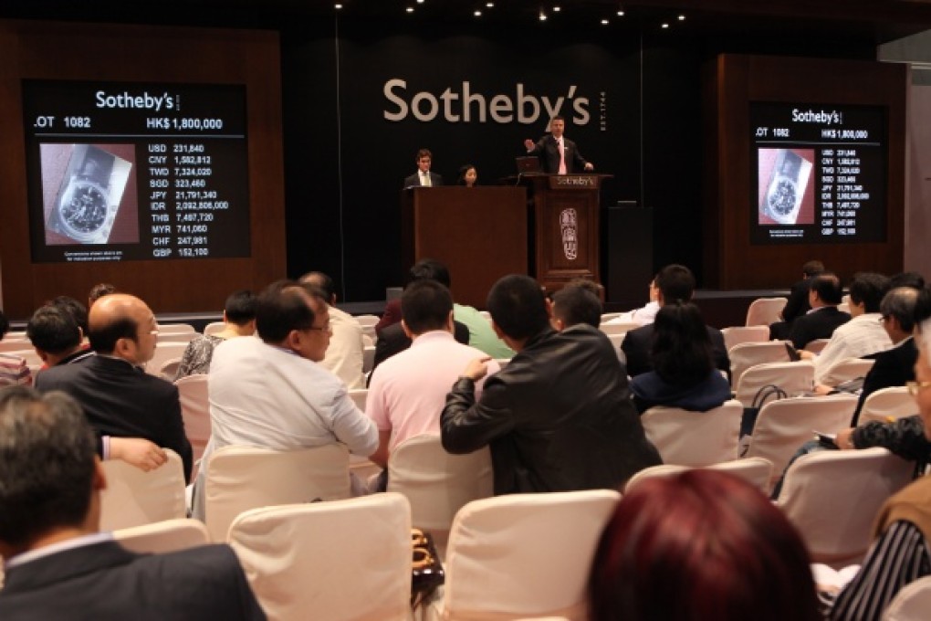 Scene at Sotheby's watch auction in Hong Kong. Photo: SCMP