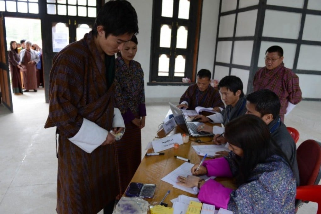 A Bhutanese voter at a polling station in Paro. Photo: AFP