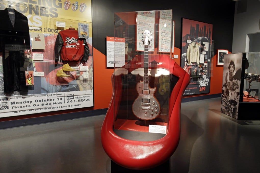 Memorabilia in the "Rolling Stones: 50 Years of Satisfaction" exhibition at the Rock and Roll Hall of Fame and Museum in the US. Photo: AP