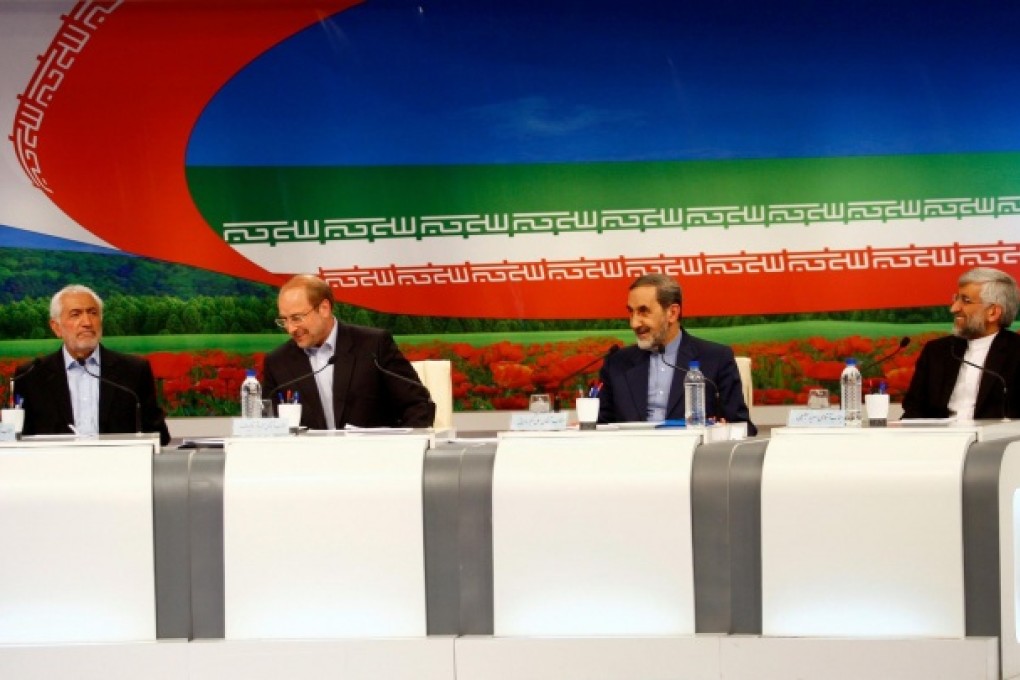 From left: Mohammad Qarazi, Mohammad Baqer Qalibaf, Ali Akbar Velayati, and Saeed Jalili. Photo: AFP