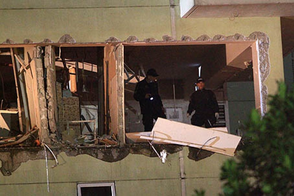 The walls of an apartment on the fifth floor were blown out. Photo: Xinhua