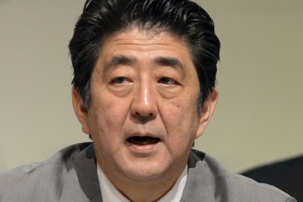 Japanese PM Shinzo Abe gives a speech at the Tokyo International Conference on African Development in Yokohama, Japan, on Sunday. Photo: AP