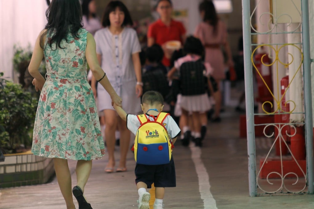Students arrive at York English Primary and Kindergarten. Photo: Edward Wong