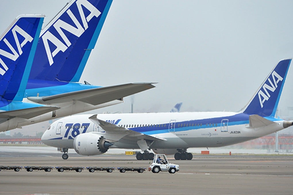 A newly delivered Boeing 787 Dreamliner is seen at Tokyo's Haneda airport in Tokyo last week. Photo: AFP