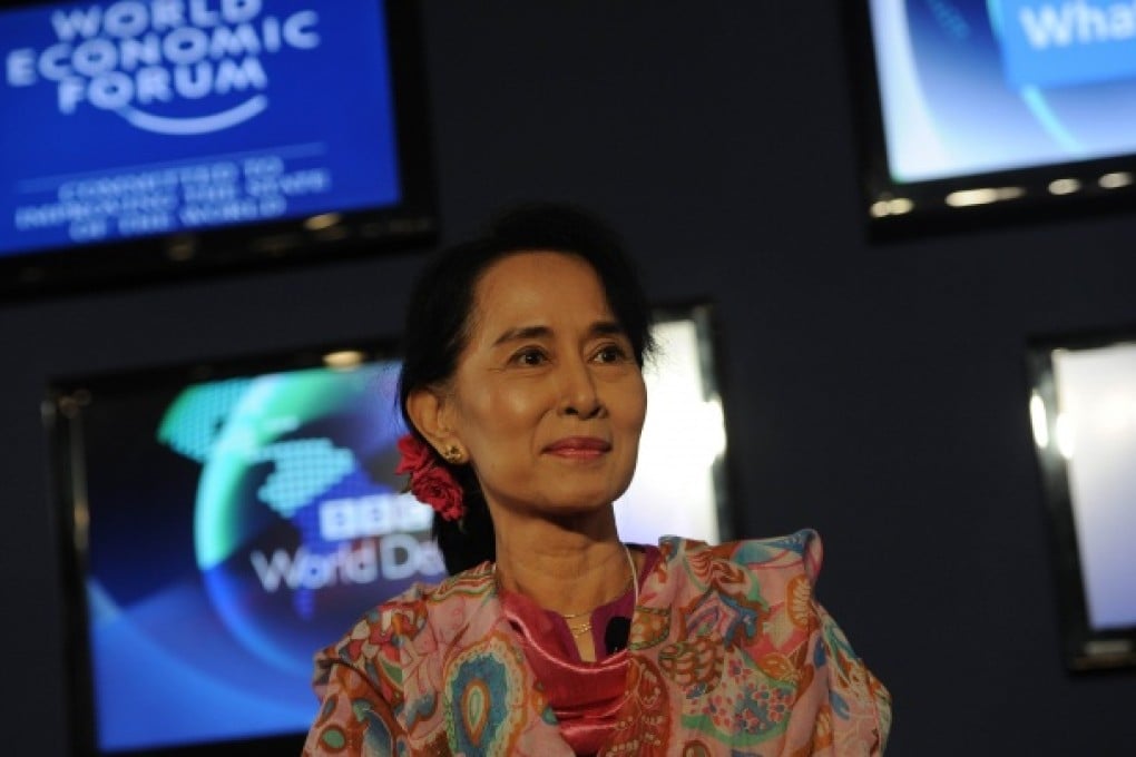 Myanmar opposition leader Aung San Suu Kyi at the 22nd World Economic Forum on East Asia at the Myanmar International Convention Center in Naypyidaw. Photo: AFP