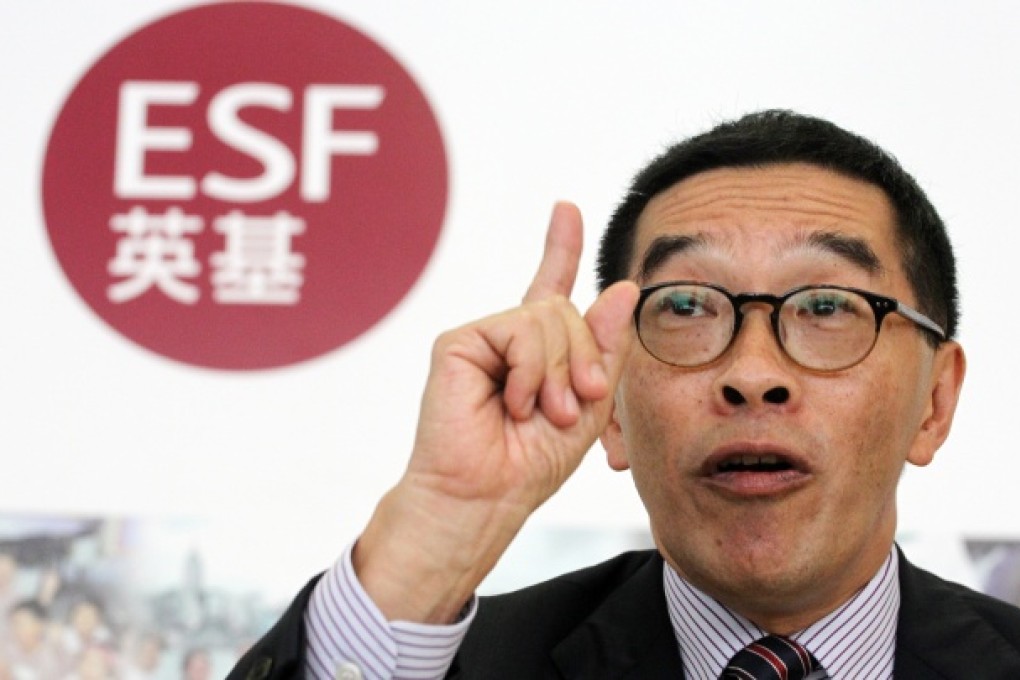 Carlson Tong, chairman of the English Schools Foundation (ESF) announced that government subvention for ESF schools will start phasing out in the school year 2016-17 at ESF office in Quarry Bay. Photo: Felix Wong
