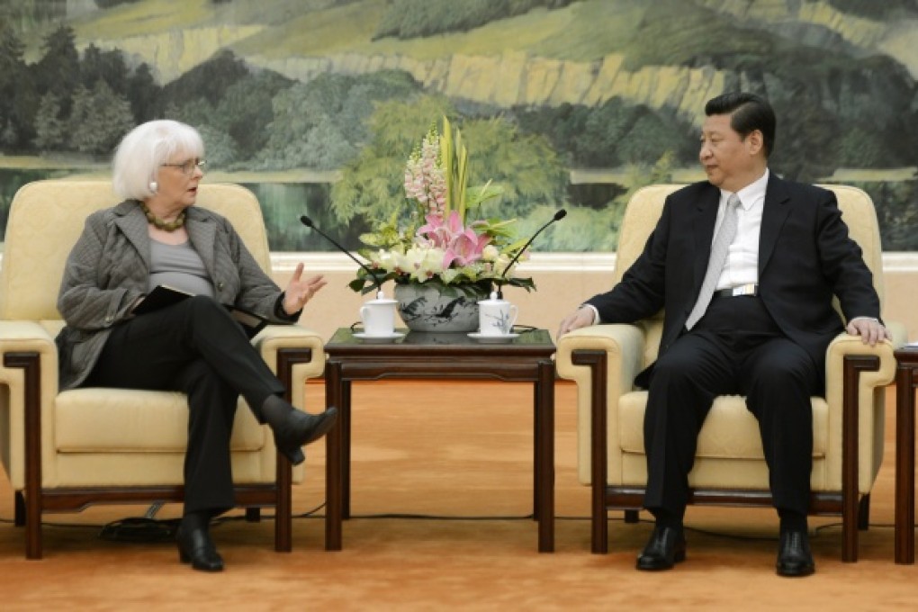 Iceland's Prime Minister Johanna Sigurdardottir with Xi Jinping in Beijing on April 16, 2013. Photo: AP