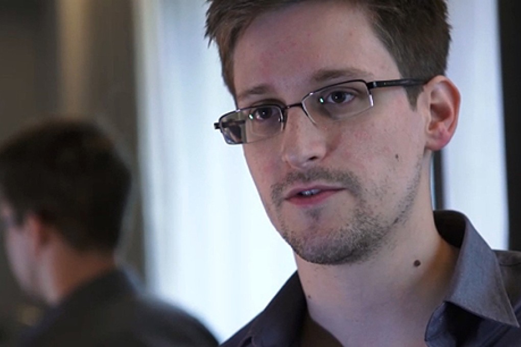 Edward Snowden in Hong Kong speaking during an video interview for The Guardian newspaper on June 6. Photo: AFP