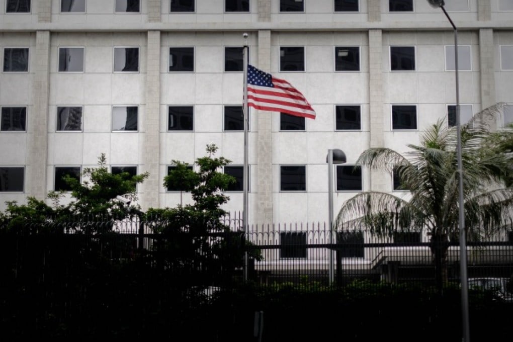 The US flag flutters in front of the US consulate in Hong Kong on June 10, 2013. Photo: AFP