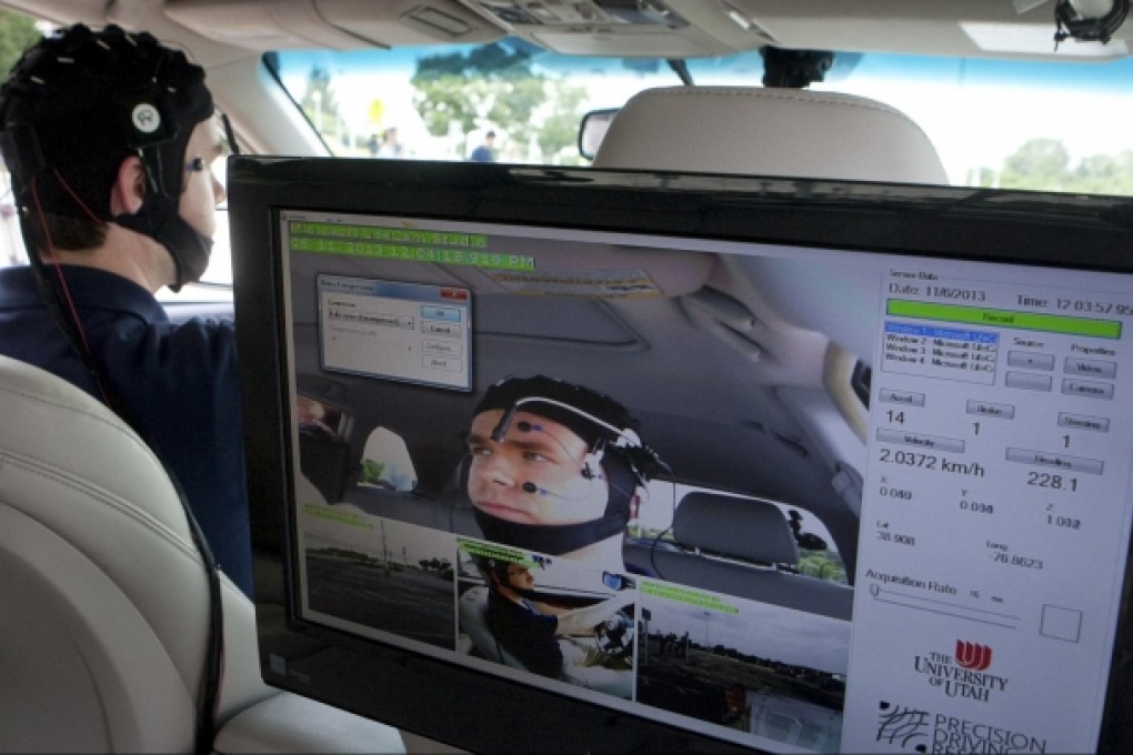 Cameras mounted inside the car to track the eye and head movements of a driver involved in the study conducted by researchers at the University of Utah. Photo: NYT