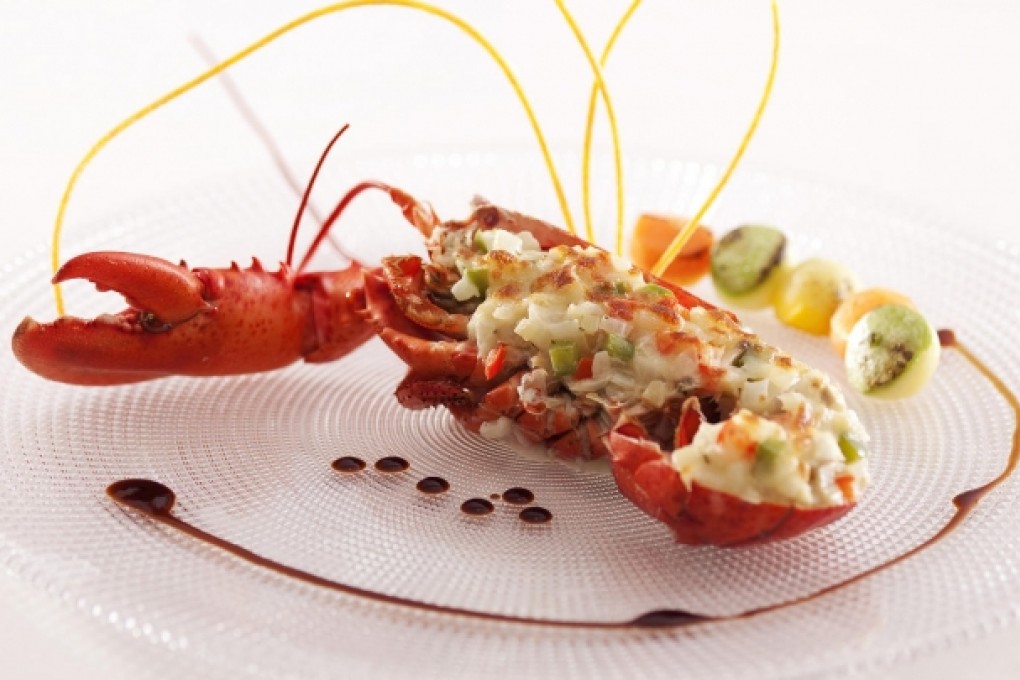 Baked half lobster with cheese at the Harbour Restaurant