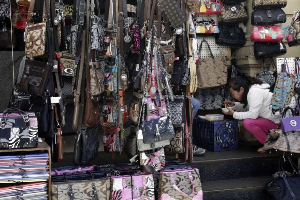 A display of handbags in New York's Chinatown. Photo: AP
