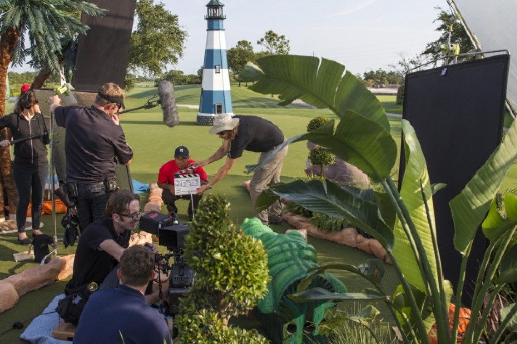 World No 1 Tiger Woods shoots a promotional video for the Unites States Golf Association entitled 'While we're young' as part of a campaign to encourage faster play. Photo: NYT