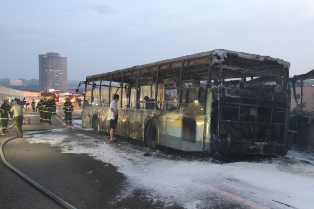 Forty-two people died and 33 others were injured after the bus burst into flames in Xiamen on June 7, 2013. Photo: Xinhua