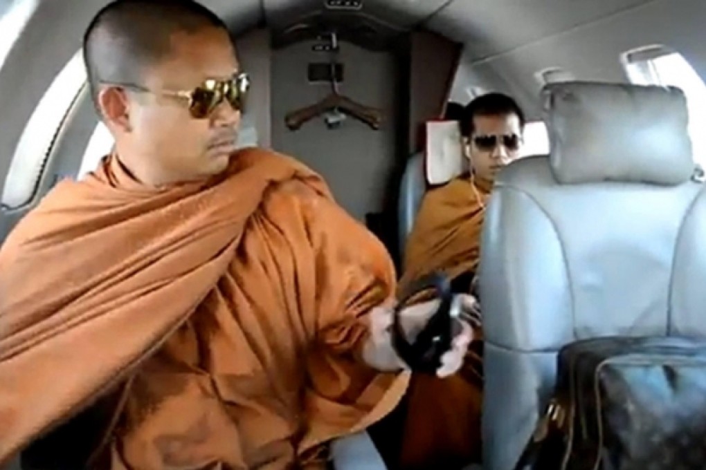 A YouTube image of monks on a private jet. Photo: SCMP Pictures