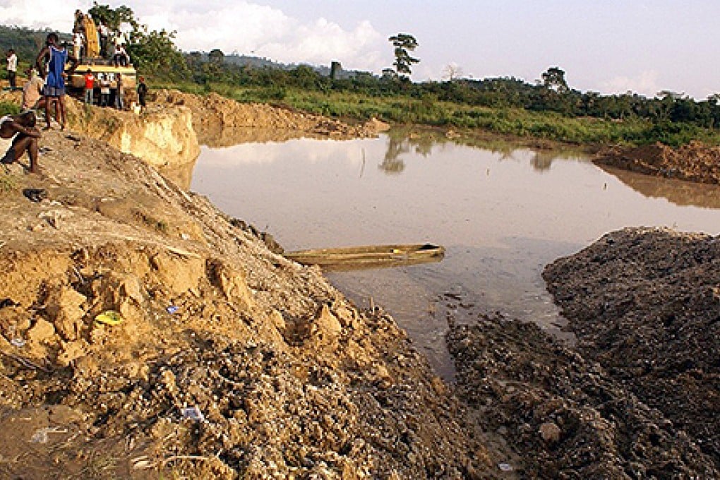 A gold mine in Ghana. Authorities rounded up 202 Chinese nationals who they said were working as illegal small gold producers. Photo: AFP