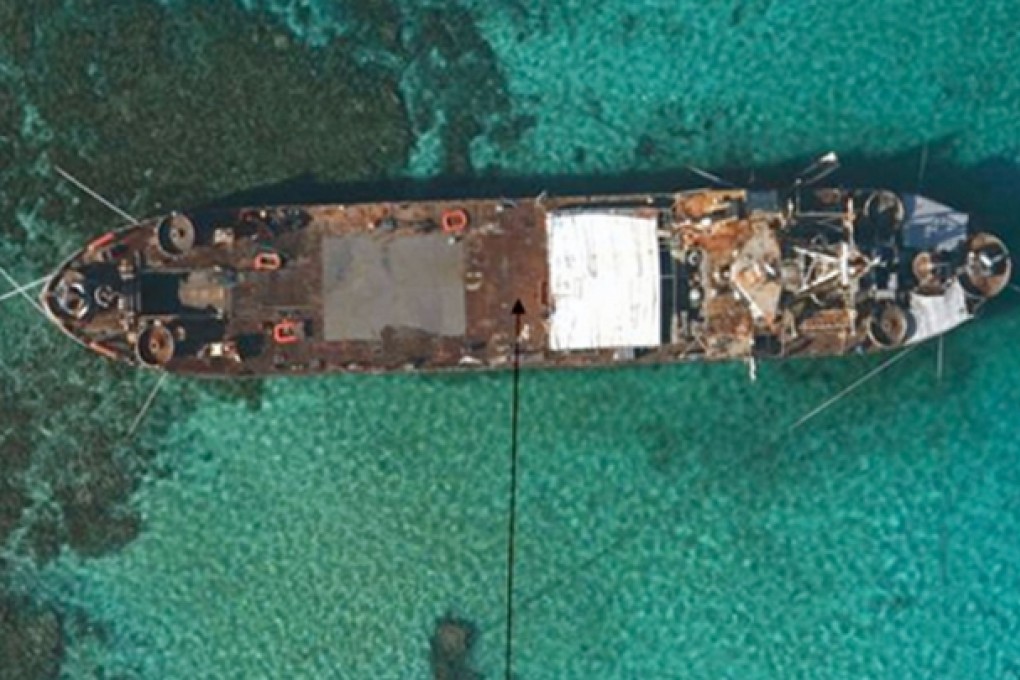 A Filipino navy vessel at Second Thomas Shoal in the Spratly Islands. Photo: AFP