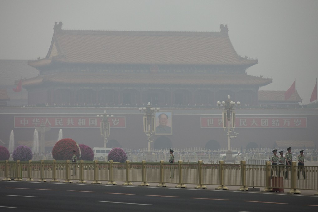 Tiananmen Square on a smoggy day in Beijing. Photo: AP
