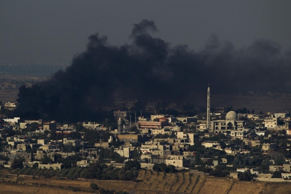 Shelling on the Syrian side of the border to the Golan Heights.