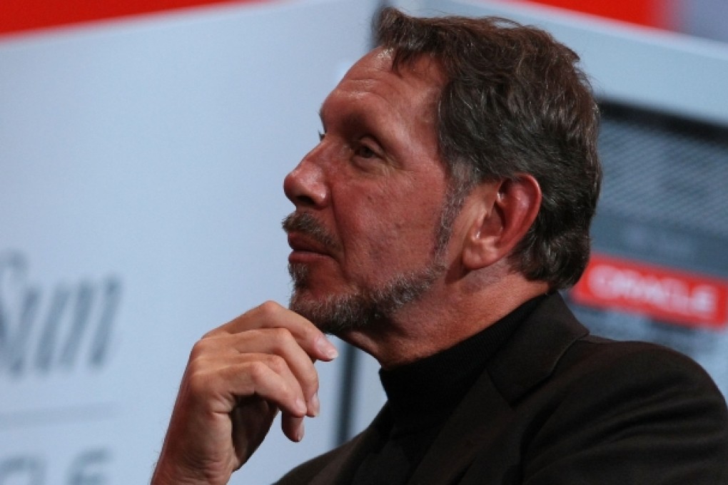 Oracle chief executive Larry Ellison expects revenue from the underperforming hardware division to start growing in the May quarter. Photo: AFP