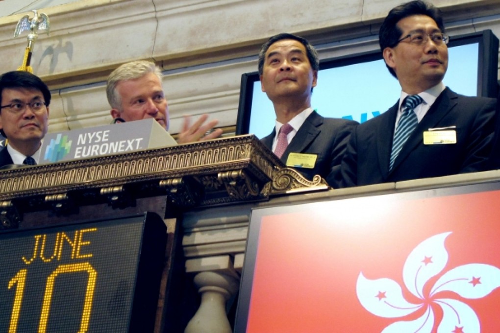 Leung at the New York Stock Exchange. Photo: Gary Cheung