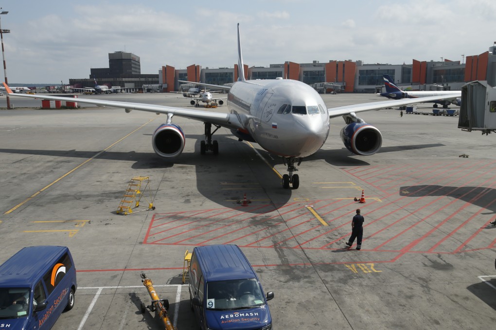 Aeroflot SU150 plane arrives at the gate at Sheremetyevo airport, Moscow on Monday. Photo: AP