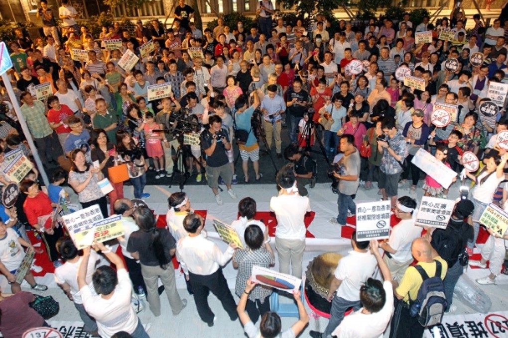 Protest over Tseung Kwan O landfill. Photo: David Wong