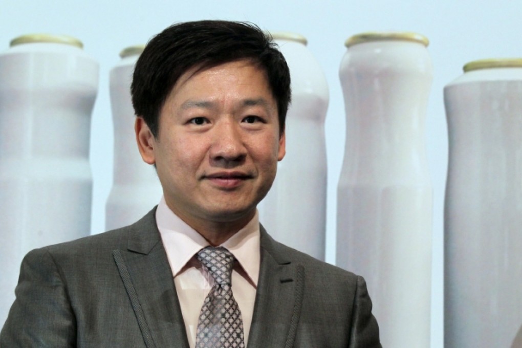 China Aluminum Cans founder Lin Wan-tsang at the listing conference yesterday. Photo: Dickson Lee