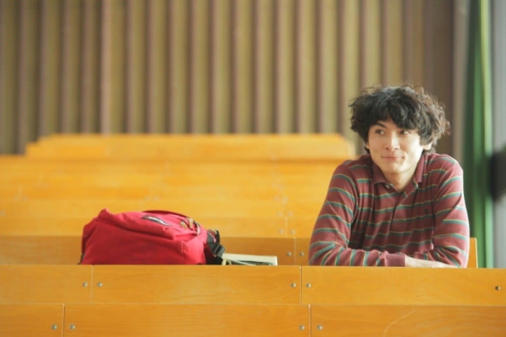 Kengo Kora (above and below left) plays a quirky country boy who finds friends in Tokyo, such as Yuriko Yoshitaka (below right).