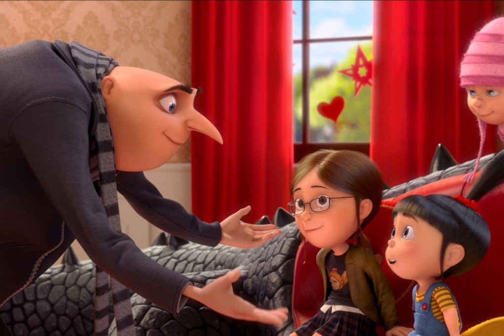 Former villain Gru (above left) balances raising his daughters with saving the world, with the help of his adorably clumsy Minions (below).