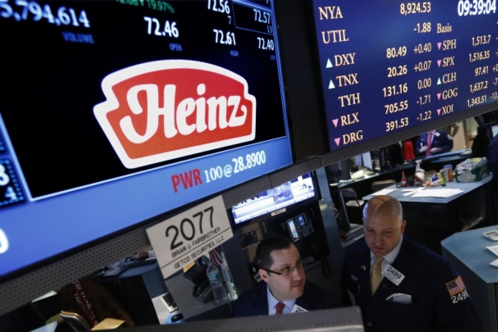 HJ Heinz's US$23.2 billion buyout helped lift the US M&A market in the first half. Photo: Reuters