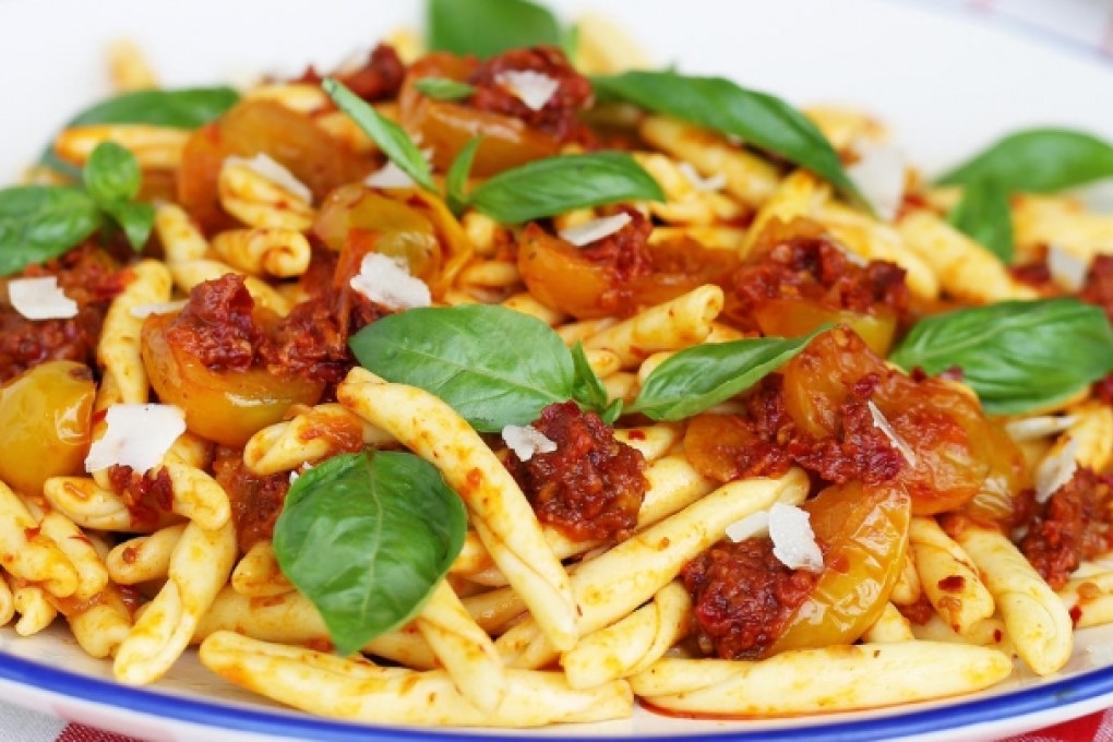 Pasta with 'nduja, tomatoes, mascarpone and shaved pecorino