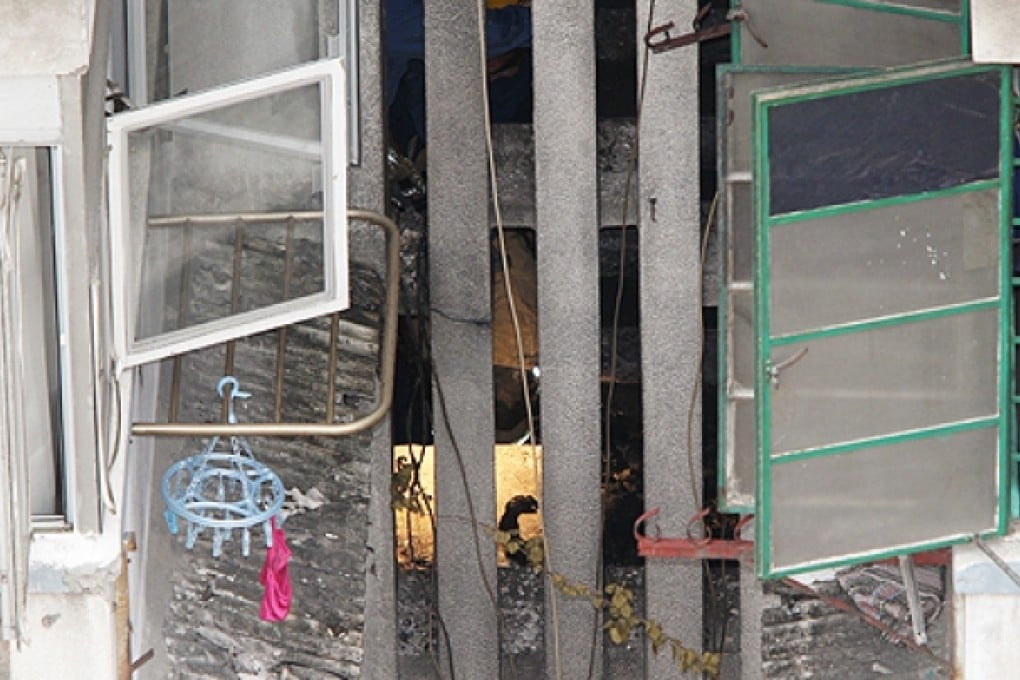 The scene of the blaze in Ma Tau Wai Road, Hung Hom. Photo: David Wong