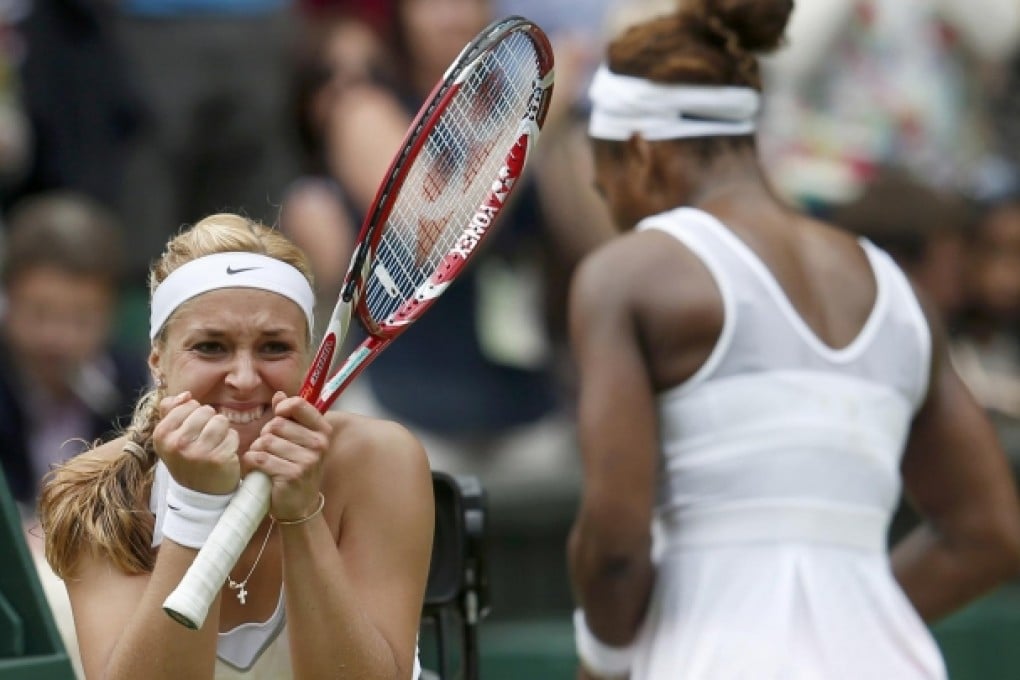 Sabine Lisicki celebrates after defeating five-time champion Serena Williams at Wimbledon yesterday. Photo: Reuters