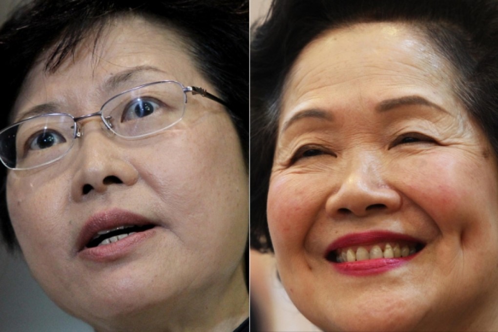 Chief Secretary Carrie Lam (left), is said by Anson chan (right) to be shut out of policymaking.