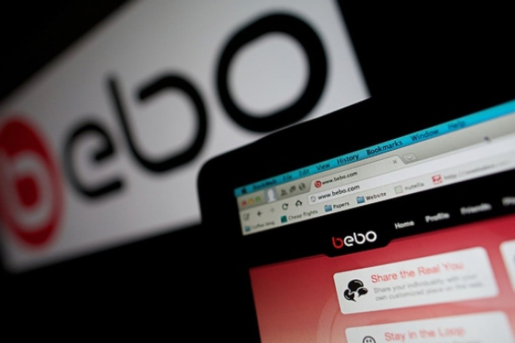 The Bebo social networking site home page. Photo: AFP
