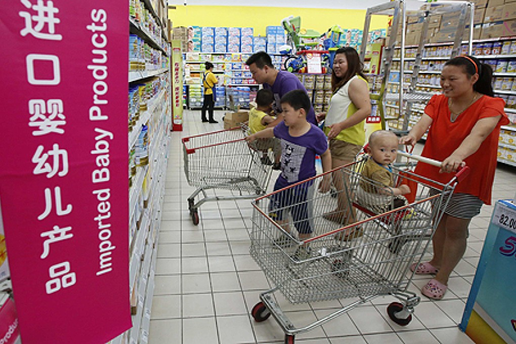 Imported milk powder sold at a supermarket in Beijing. Photo: Reuters