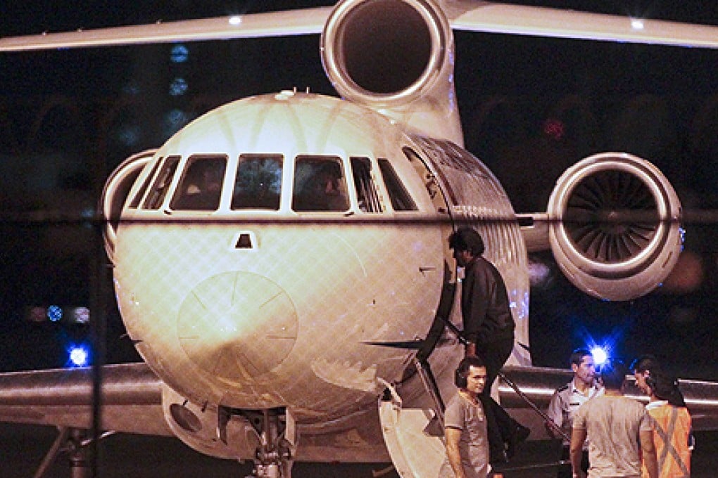 Bolivian President Evo Morales boards his plane at Fortaleza airport in Brazil on Wednesday. Photo: Reuters