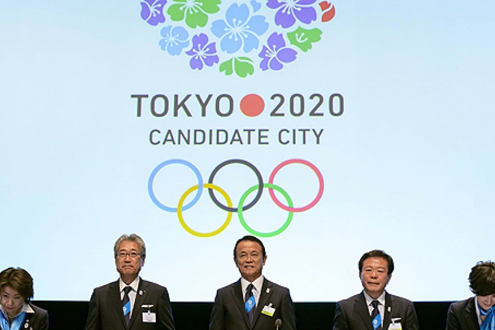 Members of the delegation of Tokyo 2020 make their presentation bid in Switzerland on Wednesday. Photo: AFP
