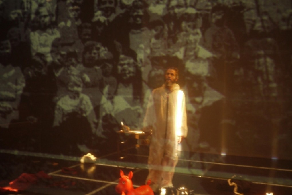 Peter Suart rehearses his multimedia show, which examines various themes including catastrophe and Christianity. Photos: Jacqueline Li, John Collingswood