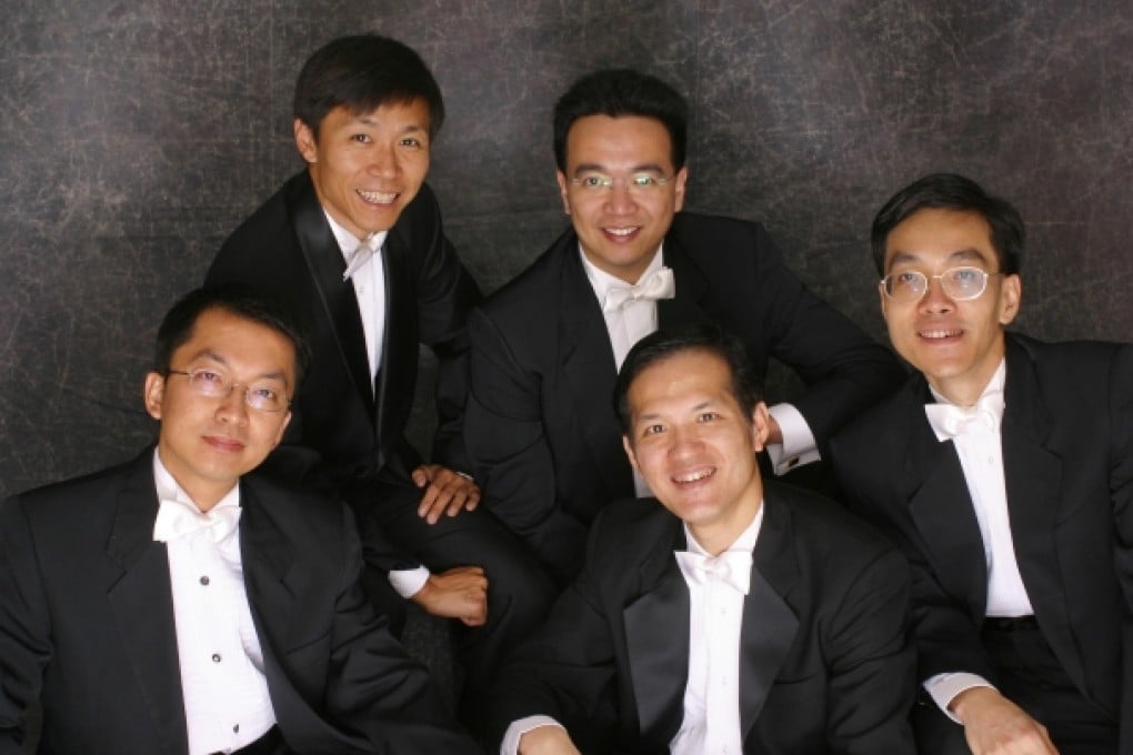 King's Harmonica Quintet (clockwise from top left): Ho Pak-cheong, Rocky Lok Ying-kei, Lau Chun-bong, Johnny Kuan Man-hou and Kenneth Chan Shu-keung.