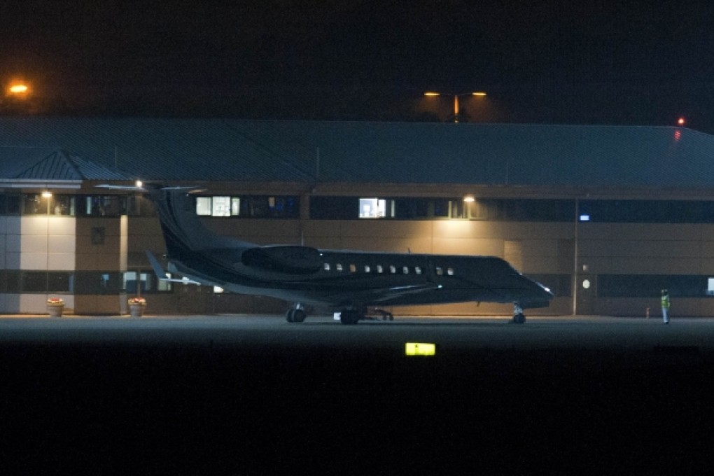 A plane carrying radical cleric Abu Qatada prepares to leave a British military airfield. Photo: AP