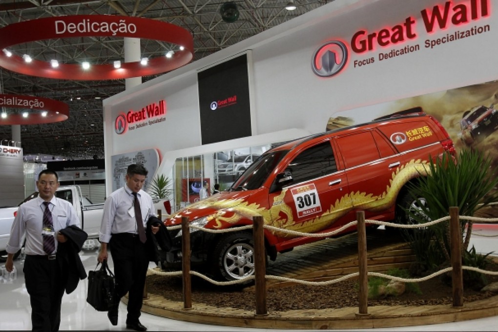 Great Wall expects to eventually outsell Chrysler's Jeep globally. The firm is targeting sales of 1.3 million vehicles by 2015. Photo: Bloomberg